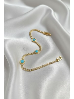 Nadide Aksesuar Çelik Minimal Su Yolu Gold Kadın Bileklik Mavi Taşlı Clk-Su-Yl-Gld-Kdn-Blk-M-Tsl