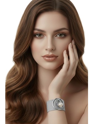 Nadide Aksesuar Hasır Bileklik Inci Detaylı Gümüş Hsr-Blklk-Klbk-Dtyl-Gld