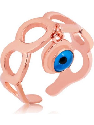 Erseyy 925 Ayar Gümüş Rose Ayarlamalı Nazar Göz Yüzük