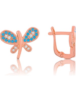 Erseyy 925 Ayar Gümüş Mavi Kelebek Küpe