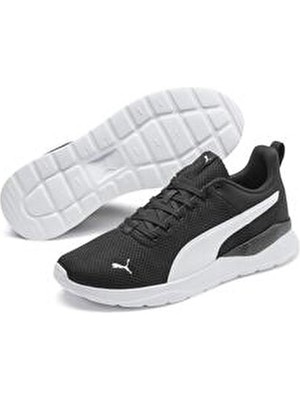 Puma Anzarun Lite Siyah-Beyaz Spor Ayakkabı Bağcıklı Suni Deri Malzeme ile Konforlu