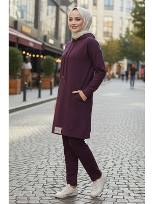 İlkimay.com Çift Cepli Kapüşonlu Ikili Takım 1668 - Mor