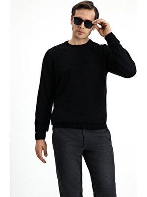 Kiğılı Bisiklet Yaka Regular Fit Desenli Triko Kazak