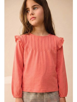 Cigit Nervür Detaylı T-Shırt 3-10 Yaş Füme