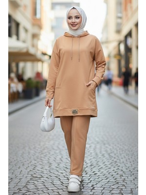 İlkimay.com Çift Cepli Kapüşonlu Ikili Takım 1668 - Vizon