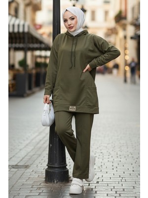 İlkimay.com Çift Cepli Kapüşonlu Ikili Takım 1668 - Haki