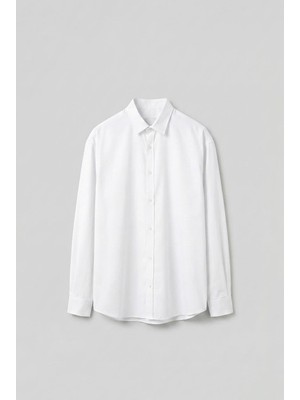 Abluka Online Erkek Oversize Uzun Kollu Basic Gömlek Beyaz