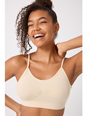 Forever More Kadın 3'lü Dikişsiz Esnek Büstiyer İnce Askılı Örme Kumaş Kapsız Gün Boyu Destek