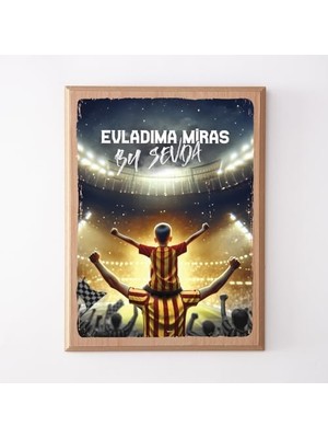 Sarı Kırmızı Taraftarlara Özel Ahşap Tablo 22X30 cm