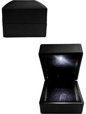 Söğütlü Silver LED Işıklı Siyah Yüzük Kutusu Işıklı Kutu YZKKT999SYH
