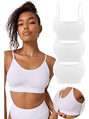 Forever More 3'lü Kadın Dikişsiz Esnek Büstiyer Kapsız Örme Kumaş Şık Tasarım