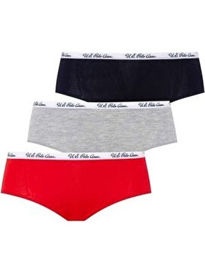H.T.A-1026-H.T.A U.s. Polo Assn. Kadın Kırmızı - Gri Melanj - Lacivert 3 Lü Şort H.T.A-1026-H.T.A