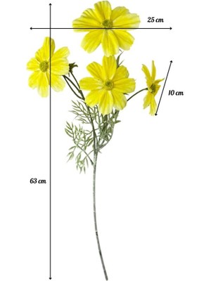 Nettenevime Yapay Çiçek Sarı Papatya 4çiçekli Uzun Dal 63CM Gerçeksi Doku