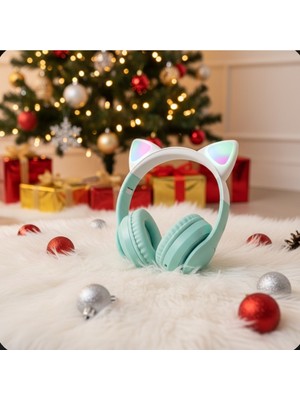 BBS Çocuklar Için Kedi Kulaklı Bluetooth Kulaklık Işıklı, Kablosuz, Ayarlanabilir