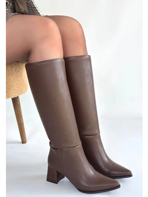 SHC4200 Roksa Acı Kahvei Cilt Topuklu Çizme