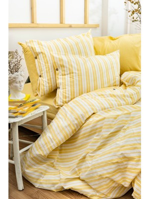 Marcalanya Doğal Ipliği Boyalı Çift Kişilik Pamuklu Nevresim Takımı Kutulu Duvet Cover Set (Lastikli Çarşaf)