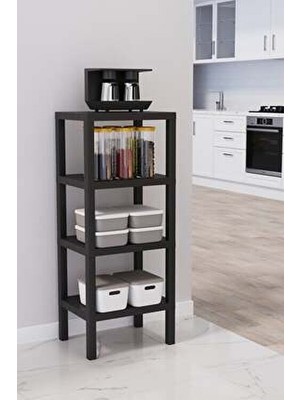 Mutfak Köşesi -Ombeg Dekoratif 4 Katlı Plastik Çok Amaçlı Banyo, Balkon Düzenleyici Saksılık Kitaplık