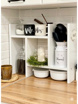 Deri Konsept Masaüstü Kitaplık Beyaz Ahşap Düzenleyici Raf