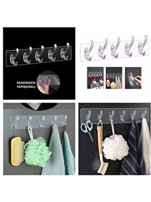 Baysa Şeffaf 5'li Kendinden Yapışkanlı Askı
