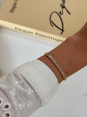 Marsel Özel Seri Zarif Ortası Baget Taşlı Xp Gold Bileklik