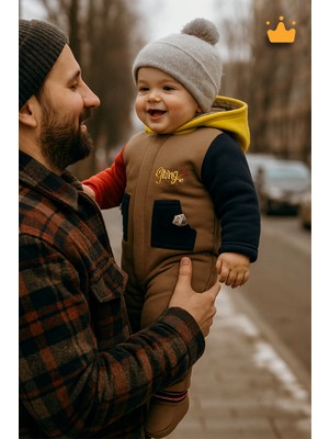 Baby Hola Erkek Bebek Çocuk Tulum Şardonlu Kalın Kapşonlu ve Cepli 12644