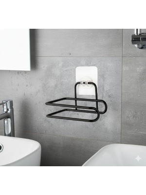 Viatom Yapışkanlı Siyah Tekli Tuvalet Kağıtlığı Wc Kağıtlık Tutucu