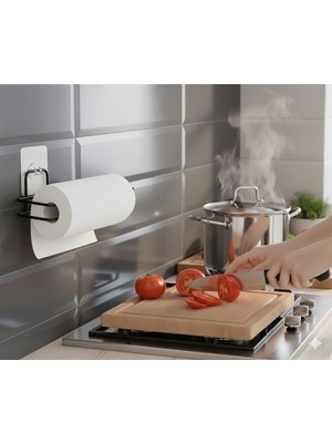 Viatom Yapışkanlı Siyah Tekli Havlu Kağıtlığı Havlu Kağıtlık Tutucu