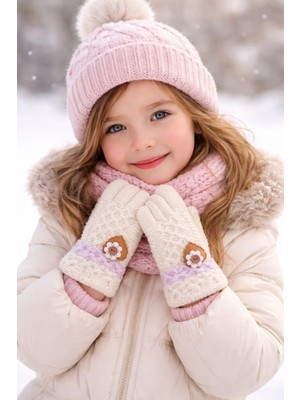 Gigi Giyim Işlemeli Kız Çocuk Yün Eldiven