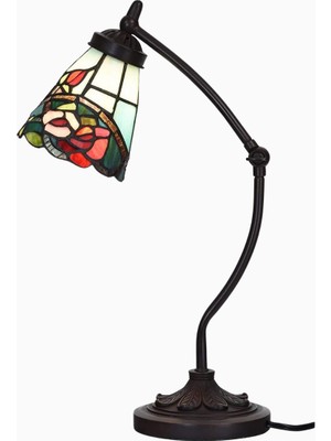 Home London Breeze L30688 El Yapımı Tiffany Vitray Ayarlanabilir Kollu Masa Lambası