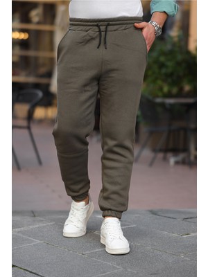 Comstar Erkek Beli Lastikli Şardonlu Jogger Haki Eşofman Altı