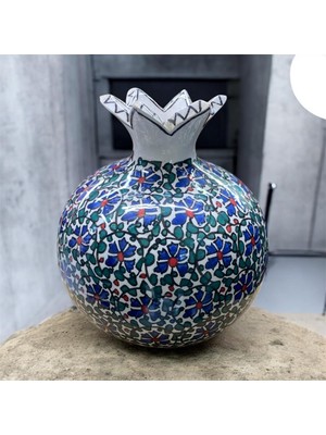 Loremp El Yapımı Çini Seramik Nar Geleneksel Motifli Dekor 20 cm