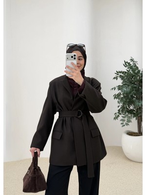 Moda Aksa Balıksırtı Zr Ceket Kahve