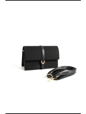 Zynp Süet Nubuk Gold Tokalı Baget Omuz Çantası