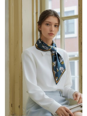 Walkenzo Çiçek Desenli Çift Taraflı Kullanıma Uygun Kadın Kravat Fular