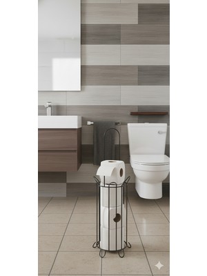 Viatom Siyah Yuvarlak Ayaklı Tuvalet Kağıtlığı Wc Kağıtlık Tutucu