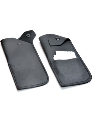 Optic Plus Çıtçıtlı Cepli Cep Boy Deri Gözlük Kılıfı