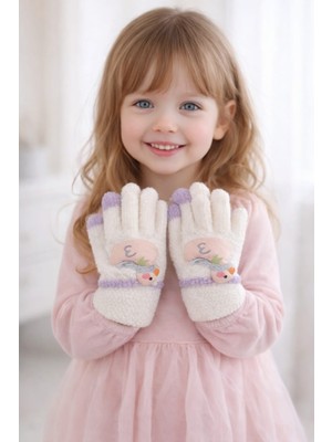 Oyuncak Figürlü Kız Çocuk Örme Eldiven