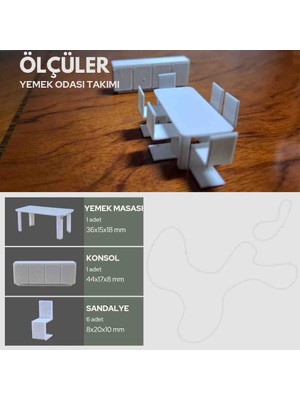 Home 1/50 Ölçek Mimari / Içmimari Tefriş Diorama Yemek Odası Mobilya Seti