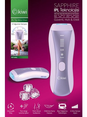 Kiwi KEP-6842 Mor IPL Lazer Epilasyon Safir Buz Soğutma Özellikli Acısız Cilt Temas Sensörü