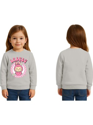 Sedirli Unisex Labubu Baskılı Çocuk Swaetshirt 3 Iplik Şardonlu