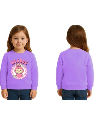 Sedirli Unisex Labubu Baskılı Çocuk Swaetshirt 3 Iplik Şardonlu