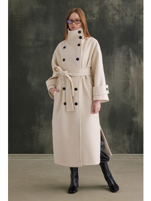 HE-QA Funnel Neck Uzun Kaban Ekru