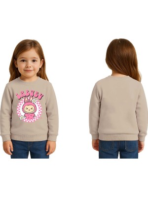 Sedirli Unisex Labubu Baskılı Çocuk Swaetshirt 3 Iplik Şardonlu