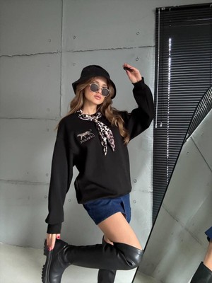 Cemo Flok Baskılı Dantel Yaka Asimetrik Elbise