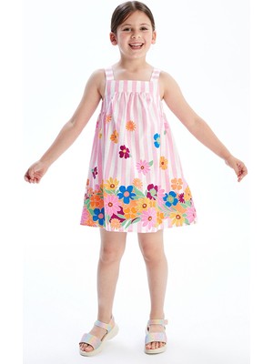 Lc Waikiki Yeni Sezon Çiçekli Kız Çocuk Keten Karışımlı Elbise