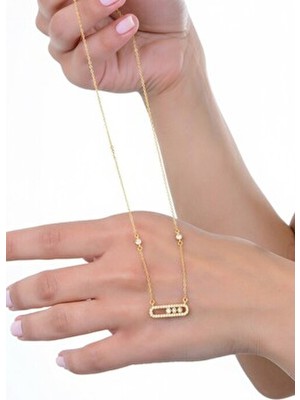 Söğütlü Silver 925 Ayar Gümüş Kolye Altın Kaplama Hareketli Zirkon Taşlı Umut Işığı Kapsül Kolye SGTL12965GOLD