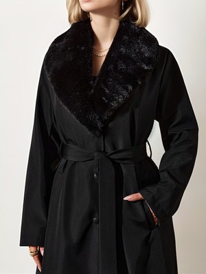 Hiramir Klasik Yakası  Detaylı Uzun Manto