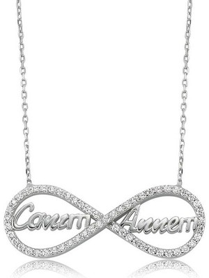 Fm Gümüş Canım Annem Yazılı Sonsuzluk Bayan Kolye