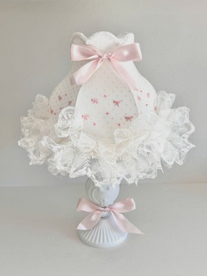 Luluavizem Patentli Elde Yıkanabilir El Işlemesi Kurdele Detaylı Ekru Puantiyeli Bebek Çocuk Genç Odası Aksesuar Abajur