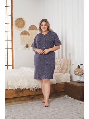 Asel Kadın Çiçek Desenli Büyük Beden Likralı Penye Elbise